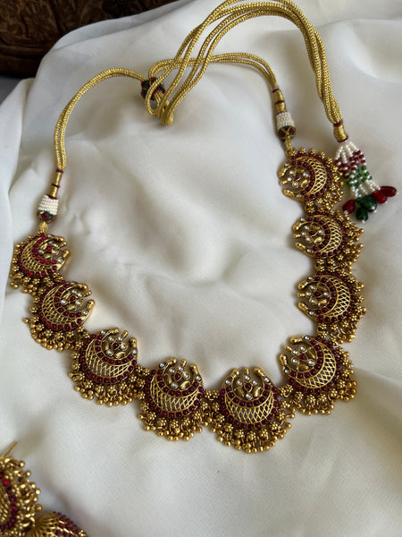 Kemp ruby chaand necklace with Jhumkas