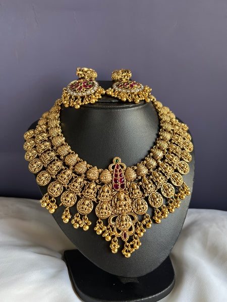 Bridal Lakshmi kemp necklace with Chaandbalis