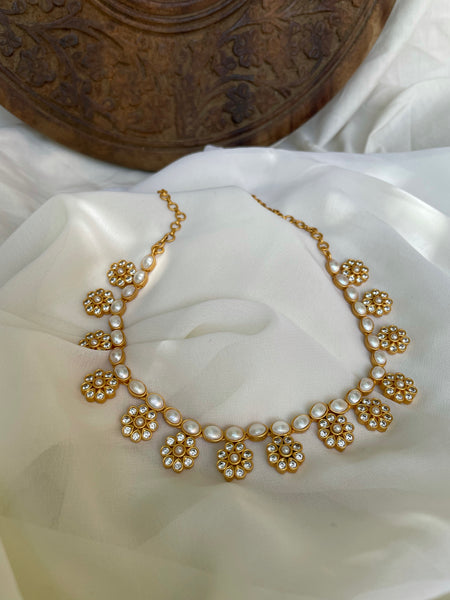 Elegant flower necklace with studs- Design C