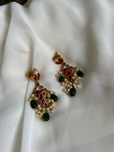 Madhubani fish Kundan danglers