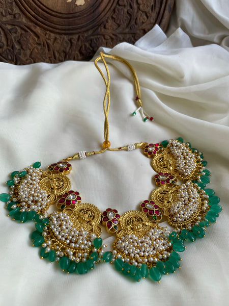 Kundan Lakshmi cluster bead necklace