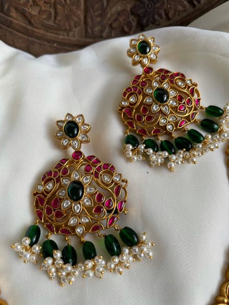 Premium Kundan jadau bridal necklace with Chaandbalis