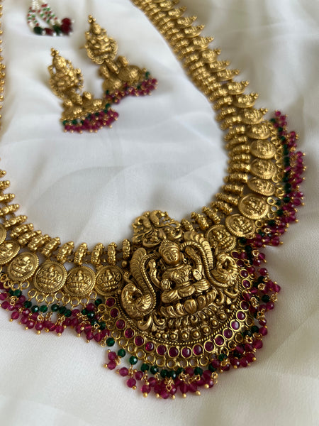 Kemp flower coin Lakshmi haram with Chaandbalis