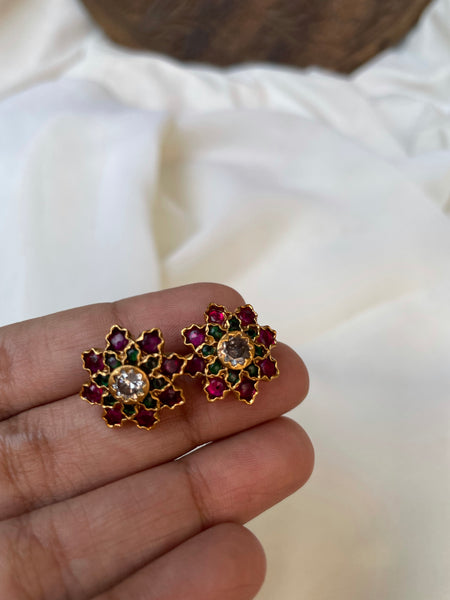 Ruby flower kemp choker with studs