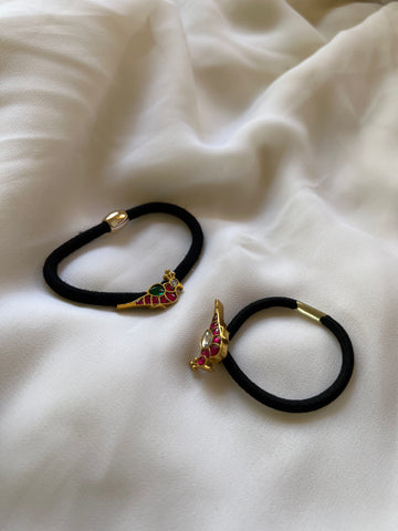 Kundan parrot hair tie