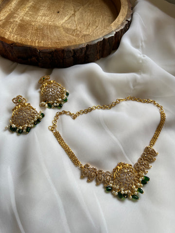 Ad peacock stone choker with Chaandbalis