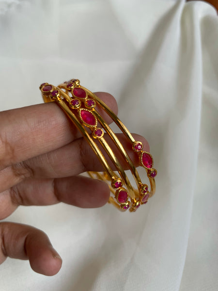 Oval ruby elegant bangles set of 4