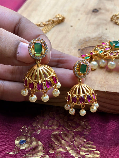 Kemp emerald choker with jhumkas