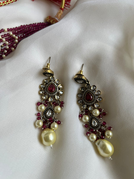 Victorian style Ruby choker with earrings