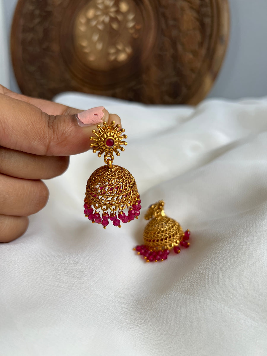 Matte color drop Jhumka – House of Jhumkas
