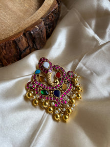 Navaratna Kundan Ganesha pendant House of Jhumkas