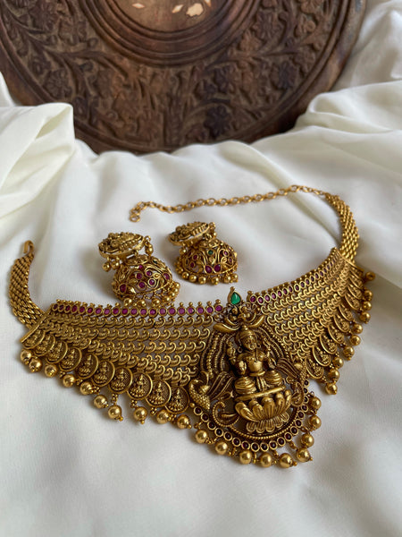 Antique Lakshmi close neck stiff choker