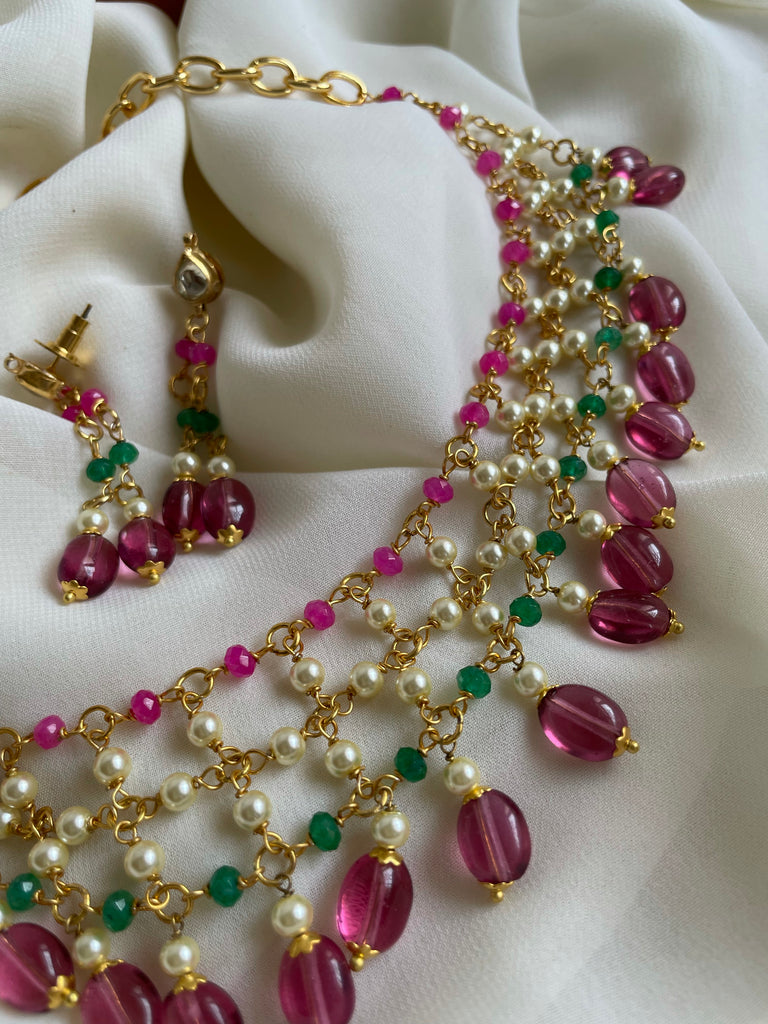 Multicolour Beads Necklace Earrings Bracelet Party Combo –  Abdesignsjewellery