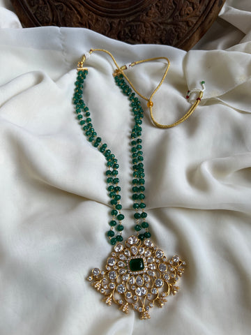 Moissante like pendant in pumpkin bead maala