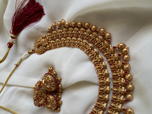 Two layer Lakshmi necklace with peacock details