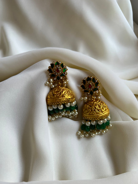 Jumbo emerald Nagas Jhumkas