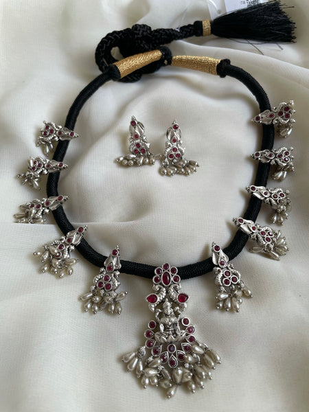 Lakshmi oxidised rice Pearl necklace with studs