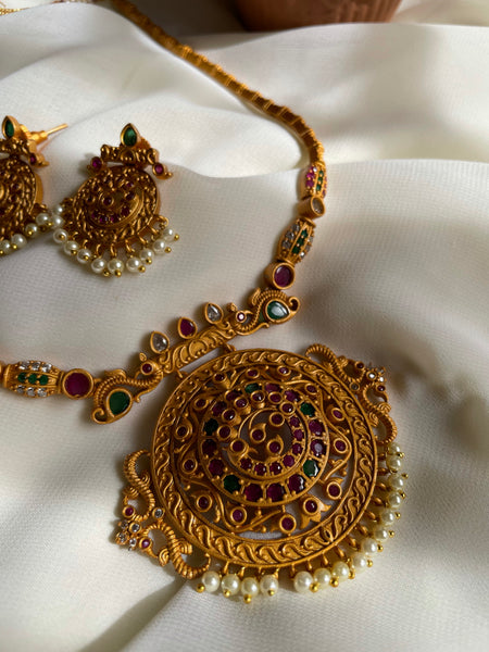 Matte chakra necklace with earrings