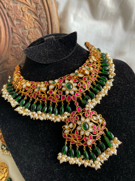 Premium Kundan jadau bridal necklace with Chaandbalis