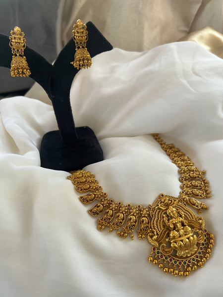 Lakshmi temple necklace with jhumkas