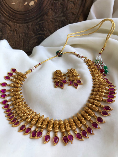 Kerala style mullamottu necklace with kemp stones