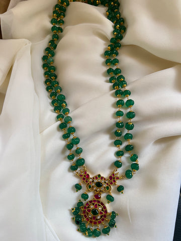 Oversize pumpkin bead haram with Kundan pendant