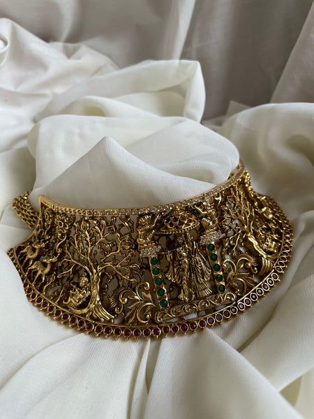 Premium Krishna Radha bridal choker with earrings