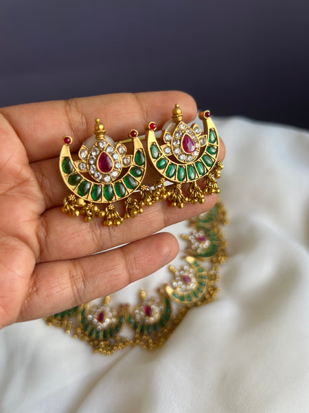 Kemp emerald chaand necklace with studs