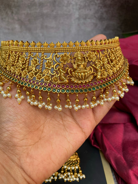 Lakshmi kemp bridal choker with Pearl work