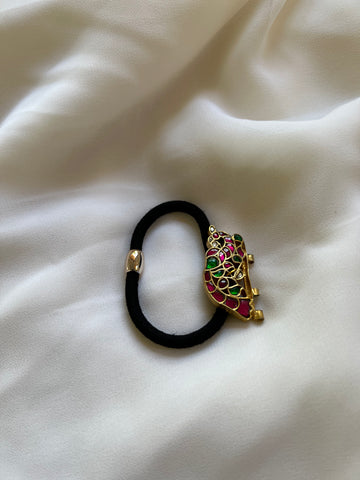Kundan peacock hair tie