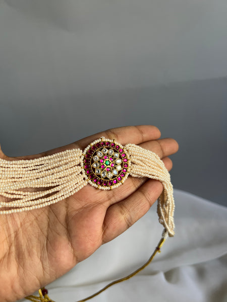 Kundan chakra Pearl choker