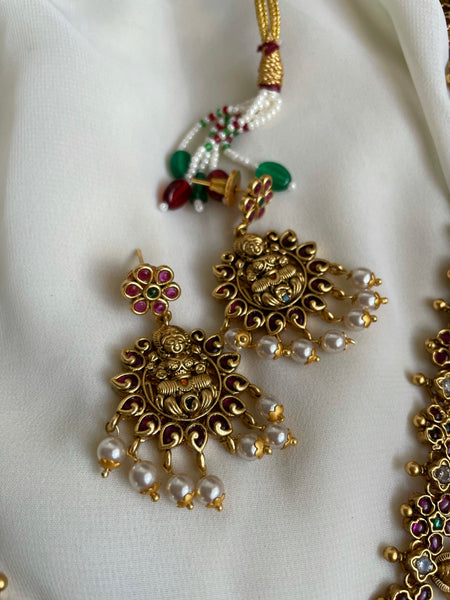 Antique Nagas Lakshmi with kemp work and Chaandbalis