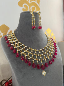 Ruby Jaali necklace with long studs