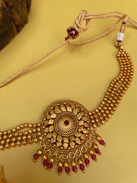 Ruby matte Chakra choker with studs