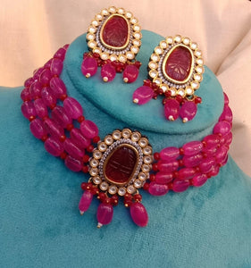 Carved stone regal choker set