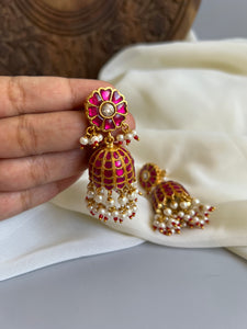 Kundan flower Jhumkas