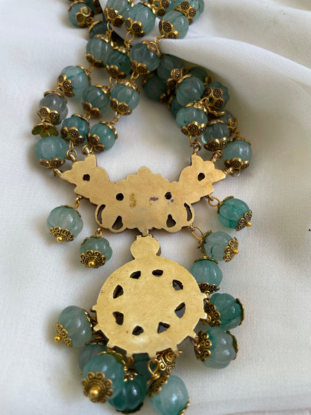 Oversize pumpkin bead haram with Kundan pendant