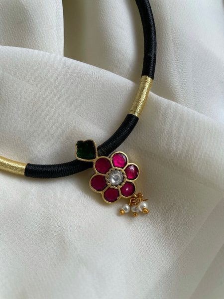 Kundan flower rope necklace