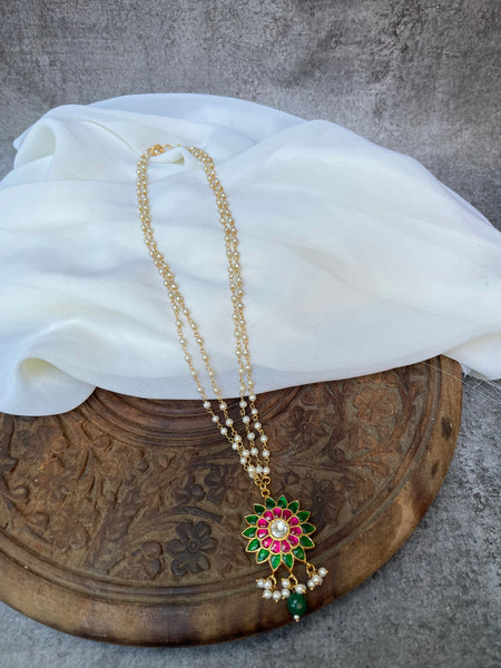 Kundan flower pendant maala