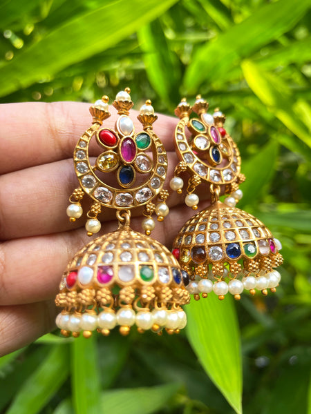 Navarathna jhumkas