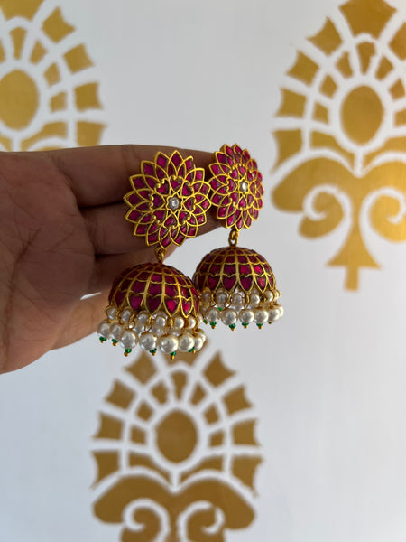 Kundan floral Jhumkas - I