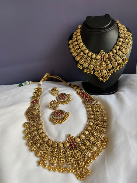 Bridal Lakshmi kemp necklace with Chaandbalis