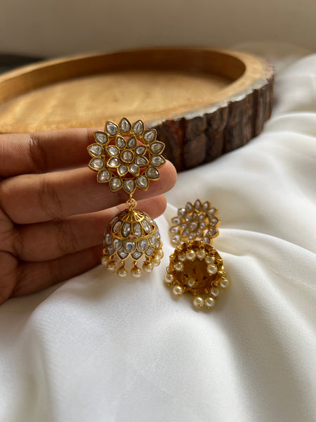 Kundan flower Jhumkas