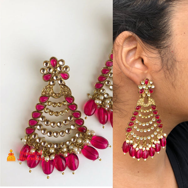 Ruby drops polki earrings
