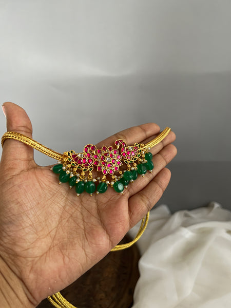 Kundan flower with Hamsa choker