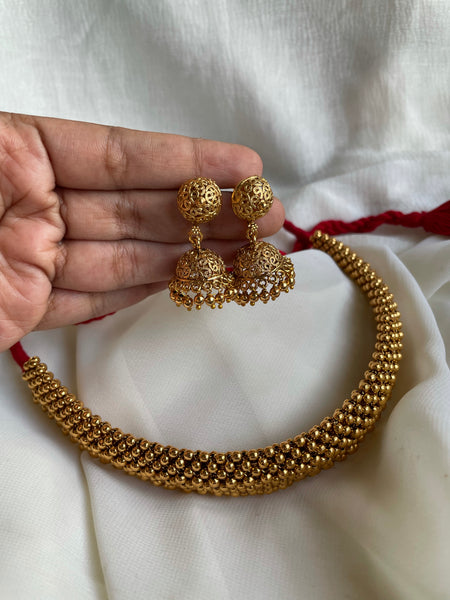 Thick thushi choker with jhumkas