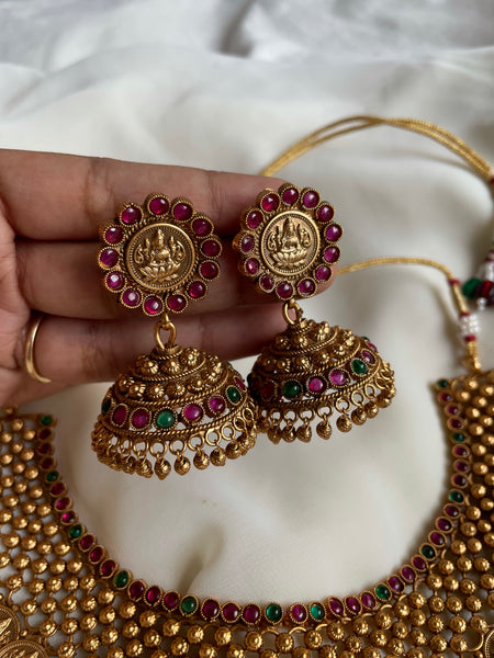Lakshmi bridal coin necklace with Jhumkas
