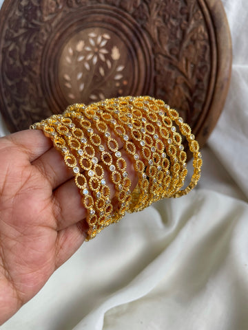 Gold cutwork bangles set of 12 pack