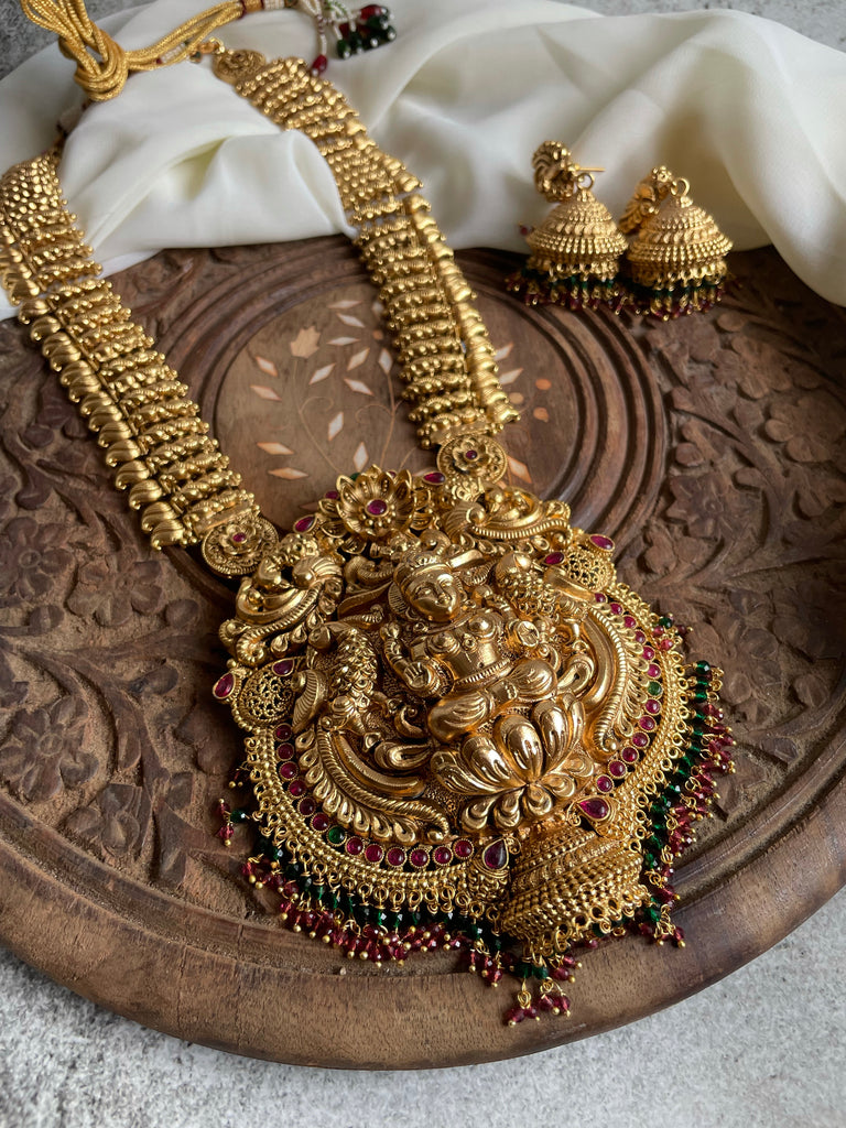 Bridal Gold like Temple haram with Jhumkas PREMIUM House of