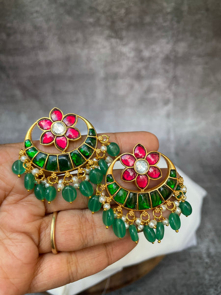 Kundan flower chaand Studs